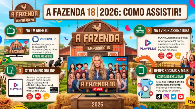 A Fazenda 18 2026 Ao Vivo 24h: Como Assistir Sem Perder Nada (Grátis e Sem Travar)
